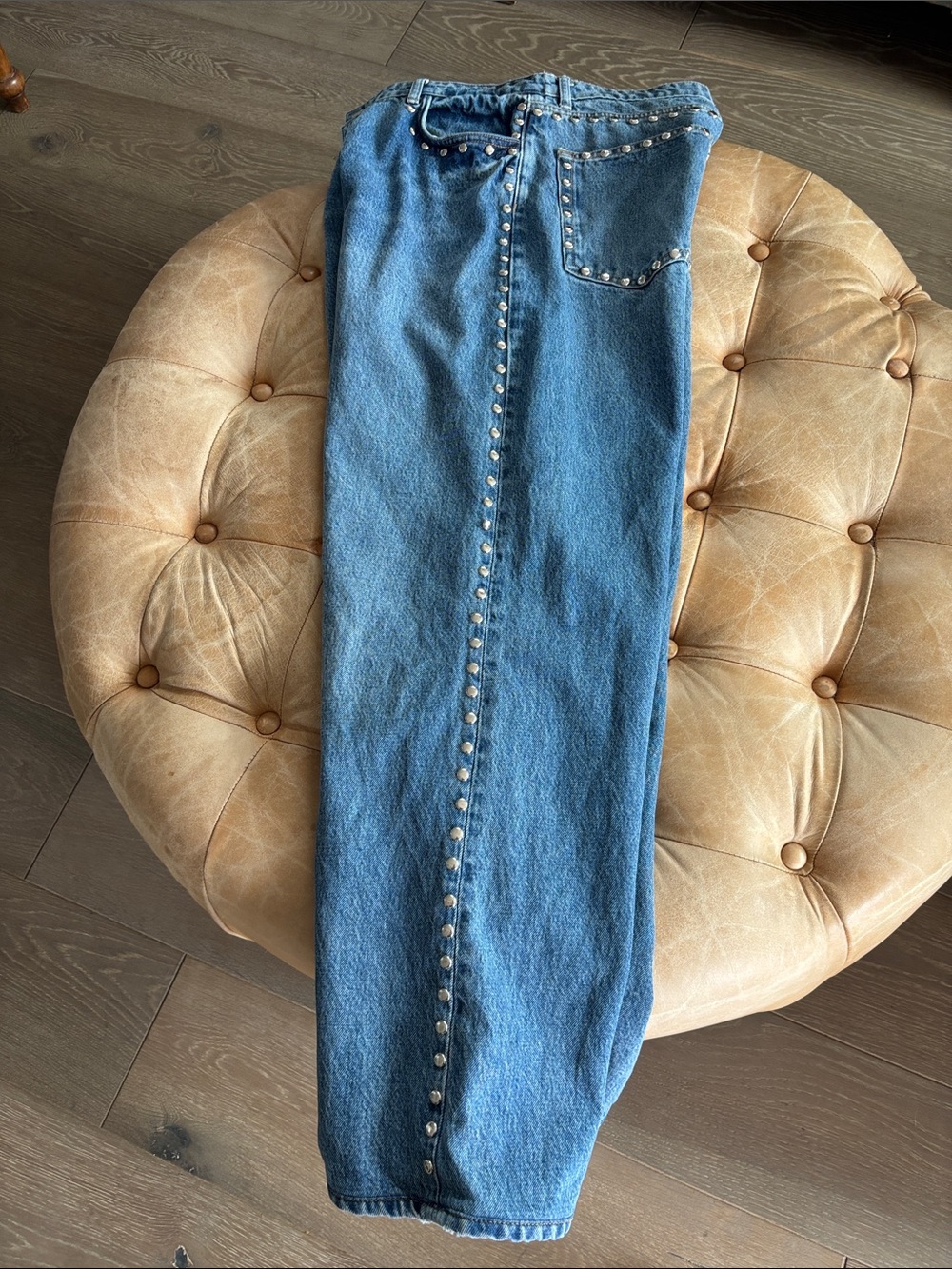 Reformation Cary High Rise Slouchy Wide Leg Studded Jeans size 31 - Picture 11 of 11